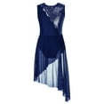 thumbnail image 1 of Jowowha Girls Irregular Dance Dress Shiny Sequins Hollow Back Lyrical Ballet Modern Lyrical Dance Navy Blue 14, 1 of 6