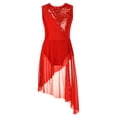 thumbnail image 1 of Jowowha Girls Irregular Dance Dress Shiny Sequins Hollow Back Lyrical Ballet Modern Lyrical Dance Red 14, 1 of 5