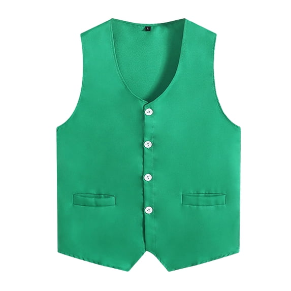 Jowowha Kid Girls Boys Volunteer Vest Solid Color Irregular Hem Volunteers Activity Waistcoat Uniform Green S/10