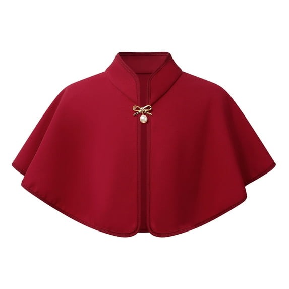 Jowowha Kids Girl's Wraps Shawl Princess Cape Flower Bolero Shrug Party Christening Dress Cover Shrug Burgundy L
