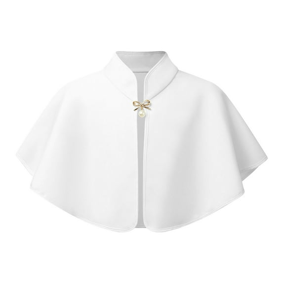 Jowowha Kids Girl's Wraps Shawl Princess Cape Flower Bolero Shrug Party Christening Dress Cover Shrug White L