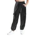 thumbnail image 1 of Jowowha Kids Girls Boys Metallic Dance Cargo Pants Shiny Harem Trousers Sweatpants Jazz Hip Hop Dance Outfit Black 10, 1 of 5
