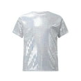 thumbnail image 1 of Jowowha Kids Girls Boys Shiny Sequin T-Shirt for Hip Hop Jazz Street Dance Disco Party Children's Day Silver 170, 1 of 6