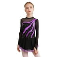 thumbnail image 1 of Jowowha Kids Girls Shiny Ice Figure Skating Dress Mesh Long Sleeve Roller Skating Dance Competition Purple 6, 1 of 7