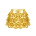 thumbnail image 1 of Jowowha Kids Girls Sparkly Sequins Tiered Shorts Mini Skirts Shiny Latin Jazz Salsa Rumba Dance Gold 8, 1 of 5