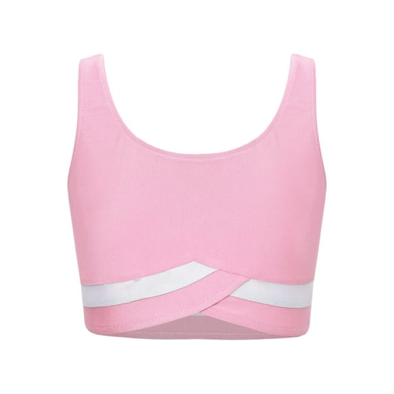 Jowowha Kids Girls Sports Training Bra Workout Yoga Vest Crop Tank Tops Activewear Dance Ballet Top Pink 6