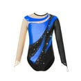 thumbnail image 1 of Jowowha Leotard for Girls Shiny Metallic Ballet Dance Gymnastic Bodysuit One Piece Mesh Splice Long Royal Blue 6, 1 of 7