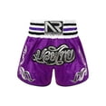 thumbnail image 1 of Jowowha Men Woman Muay Thai Shorts Martial Arts Kickboxing Sport Drawstring Training Boxer Shorts Purple L, 1 of 7