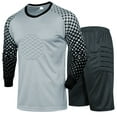 thumbnail image 1 of Jowowha Mens Goalkeeper Padded Jersey and Shorts Set Long Sleeves Football Soccer Goalie Shirt Grey XL, 1 of 3