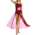 thumbnail image 1 of Jowowha Women Girls Lyrical Mesh Maxi Length Ballet Dance Dresses Spaghetti Strap Camisole Built-In Burgundy XS, 1 of 7