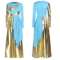thumbnail image 1 of Jowowha Women Liturgical Praise Dance Dress Metallic Irregular Drape Wide-Leg Jumpsuit Bodysuit Light Blue L, 1 of 4