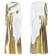 thumbnail image 1 of Jowowha Women Liturgical Praise Dance Dress Metallic Irregular Drape Wide-Leg Jumpsuit Bodysuit White S, 1 of 4