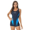thumbnail image 1 of Jowowha Women's Boyleg One Piece Swimsuits with Shorts Color Block Athletic Sport Lap Bathing Suit Blue 4XL/XL, 1 of 7