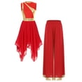 thumbnail image 1 of Jowowha Womens Liturgical Dance Sleeveless Dress Wide Leg Pants 2-piece Performance Outfit Red L, 1 of 7