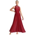 thumbnail image 1 of Jowowha Womens Lyrical Dance Costume Shiny Rhinestones Sleeveless Dress Cutout Back Modern Dancewear Burgundy L, 1 of 7
