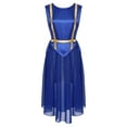thumbnail image 1 of Jowowha Womens Praise Dance Dress Sleeveless Lace-up Sides Split Worship Dress Lyrical Dancewear Blue XXL, 1 of 7