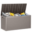 thumbnail image 1 of Joxxoaa 100 Gallon Resin Deck Box, Lockable Patio Outdoor Storage Box for Furniture, Garden Tools and Tools Storage, Waterproof Outside Storage Boxes - Patterned Grey, 1 of 6