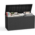 thumbnail image 1 of Joxxoaa 100 Gallon Resin Deck Box, Lockable Patio Outdoor Storage Box for Furniture, Garden Tools and Tools Storage, Waterproof Outside Storage Boxes - Patterned black, 1 of 6