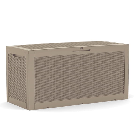 Joxxoaa 100 Gallon Waterproof Large Resin Deck Box Indoor Outdoor Lockable Storage Container for Patio Furniture Cushions Garden Tools (Black) /(Grey)
