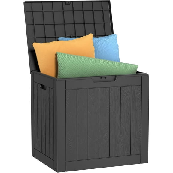 Joxxoaa 30gallon outdoor resin deck box, weather-resistant and lockable, suitable for storing tools, clothing, and packages; ideal for garages, gardens, and bedrooms (black).