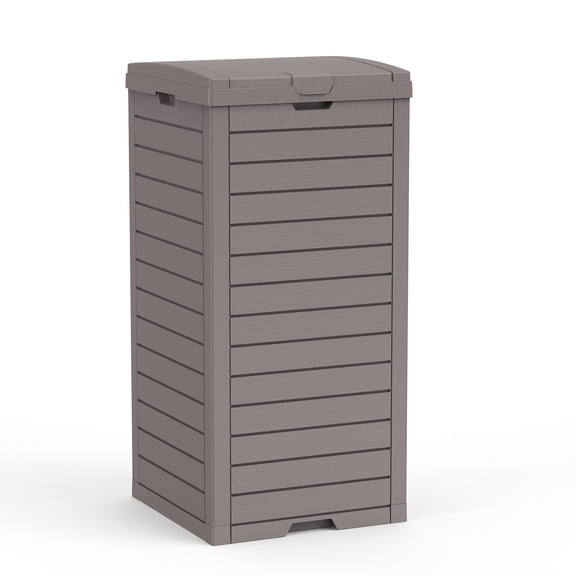 Joxxoaa 31 Gallon Trash Can | Waterproof Resin Trash Bin with Odor-Proof Lid | With Pull-Out Liquid-Collecting Drawer, Double-Lid Closure Design, Brown