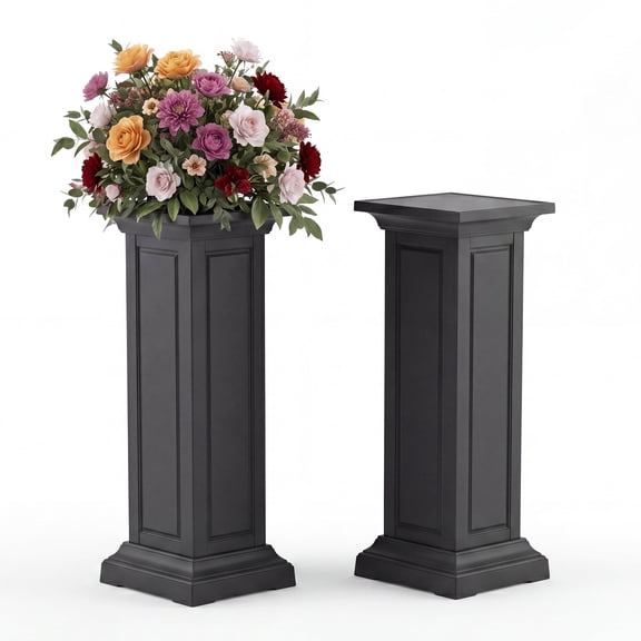 Joxxoaa 36-inch Tall Resin Planter Set of 2, Large Outdoor Planter for Porch, Garden, and Balcony, Weight-Bearing Top, Weather-Resistant, Classic Estate Design for Flowers and Trees Independence Day