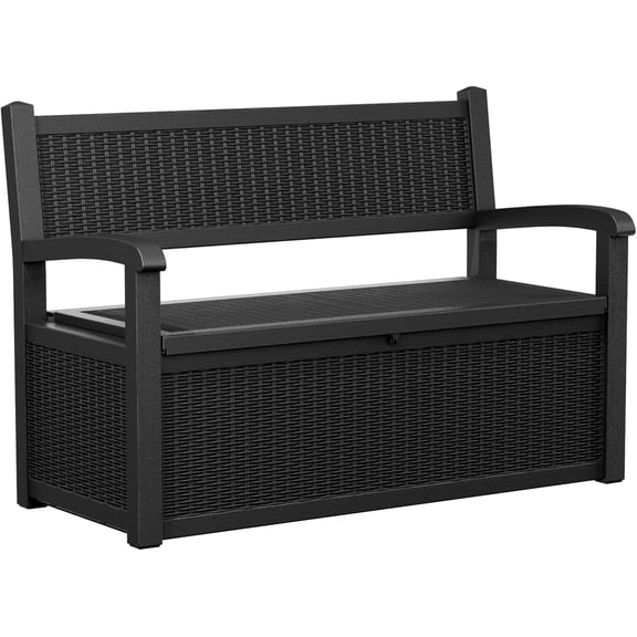 Joxxoaa 80 Gallon Outdoor Storage Bench Deck Box Waterproof Lockable,Outdoor Storage Furniture for Patio,Garden and Porch,Tools and Cushions（Black）