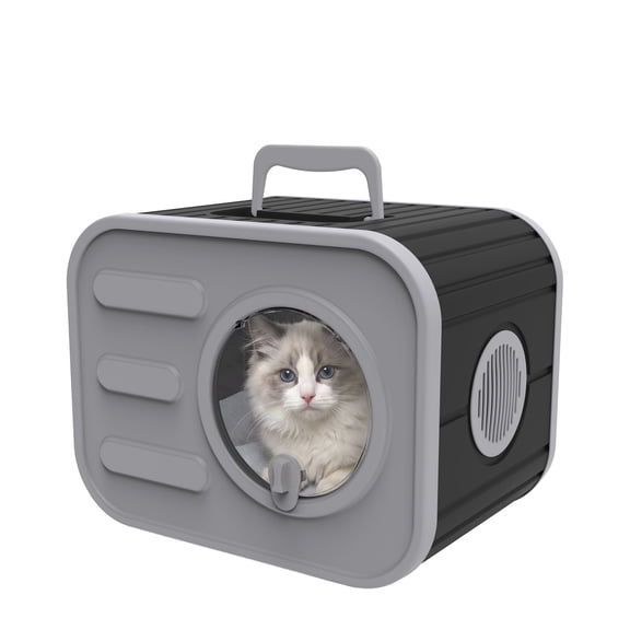 Joxxoaa Black Portable Cat Carrier Cube Bed, Stackable Indoor Pet Hideaway with Double Sided Soft Cushion, Scratch Resistant Travel Cat House.