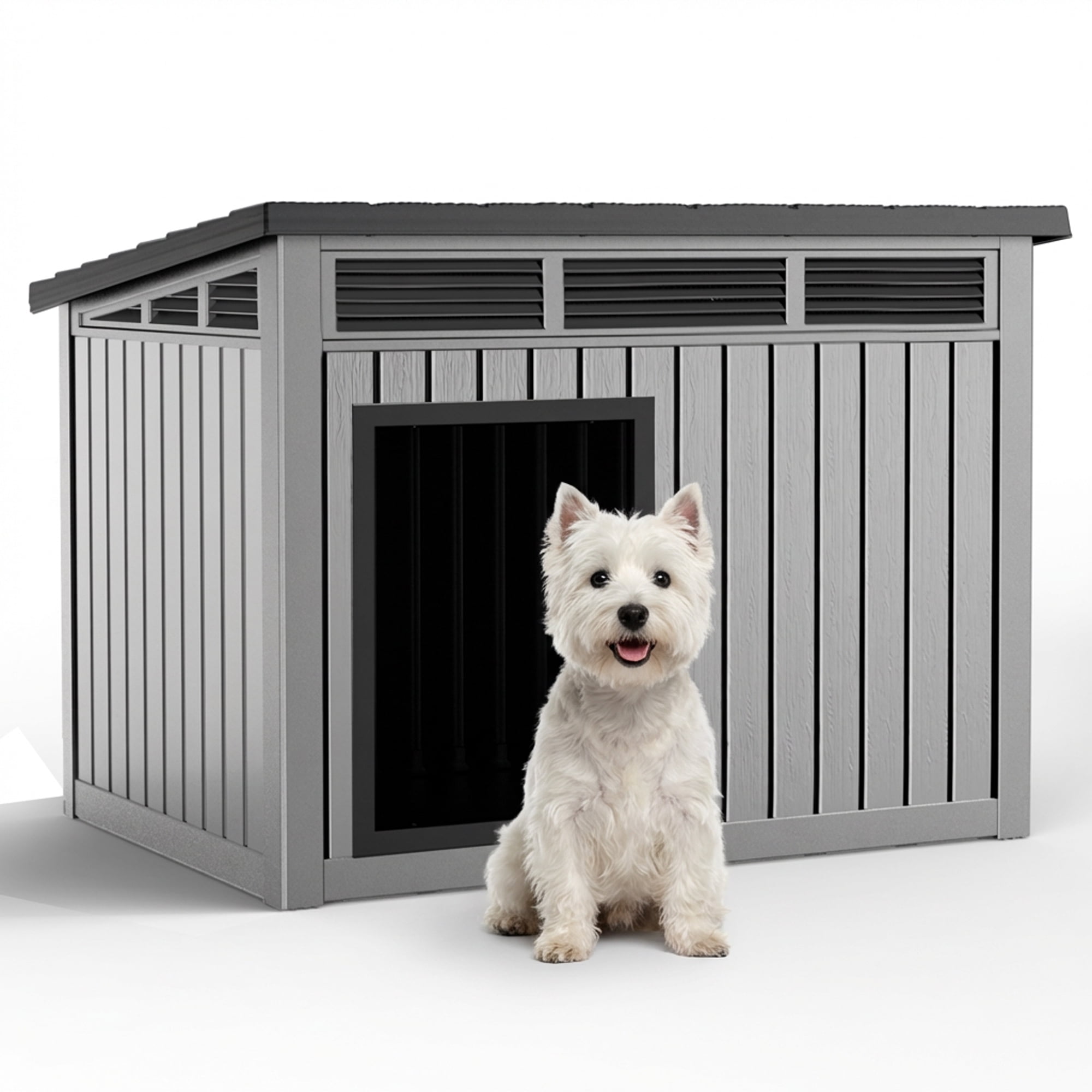 Joxxoaa Dog House for Both Indoor and Outdoor with Weatherproof Roof Removable Floors for Medium to Large Dogs Interior (Gray)