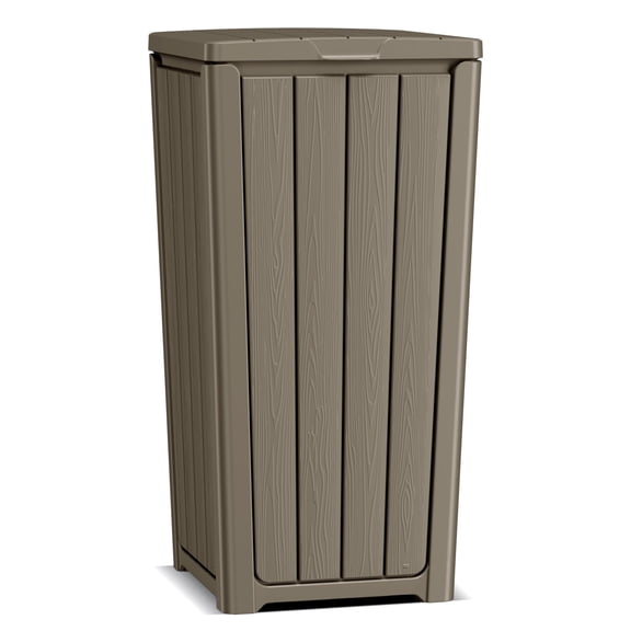 Joxxoaa Outdoor Resin Trash Hideaway, Large Capacity Waste Container with Lid for Patio Backyard Garden, Brown.