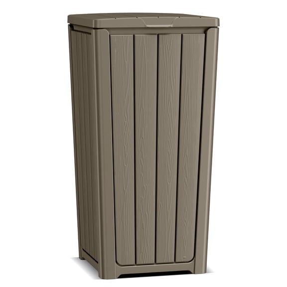 Joxxoaa Outdoor Trash Hideaway, Resin Refuse Container with Lid, Large Capacity - Stylish Concealed Waste Storage for Patio, Backyard, Deck or Garden.(Brown)