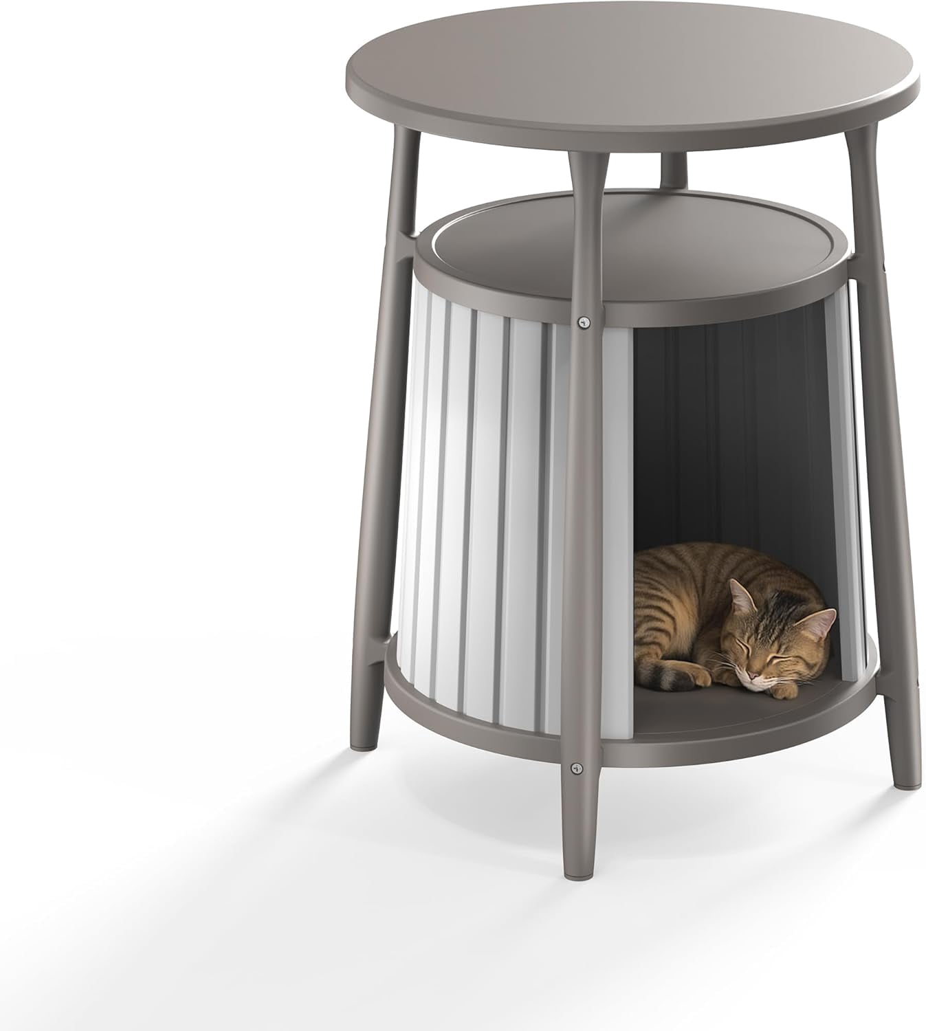 Joxxoaa Outdoor resin weatherproof cat house,ventilated and insulated for Cats,Kittens,Puppies,washable,easy to assemble,scratch and bite-resistant non-stick to hair (gray)