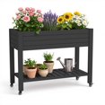 thumbnail image 1 of Joxxoaa Raised Garden Bed with Legs,Self-Watering Resin Planter Box with Lockable Wheels Drainage Plug and Gauge for Vegetables, Flowers, Storage Shelf for Tools and Accessories (Black), 1 of 7