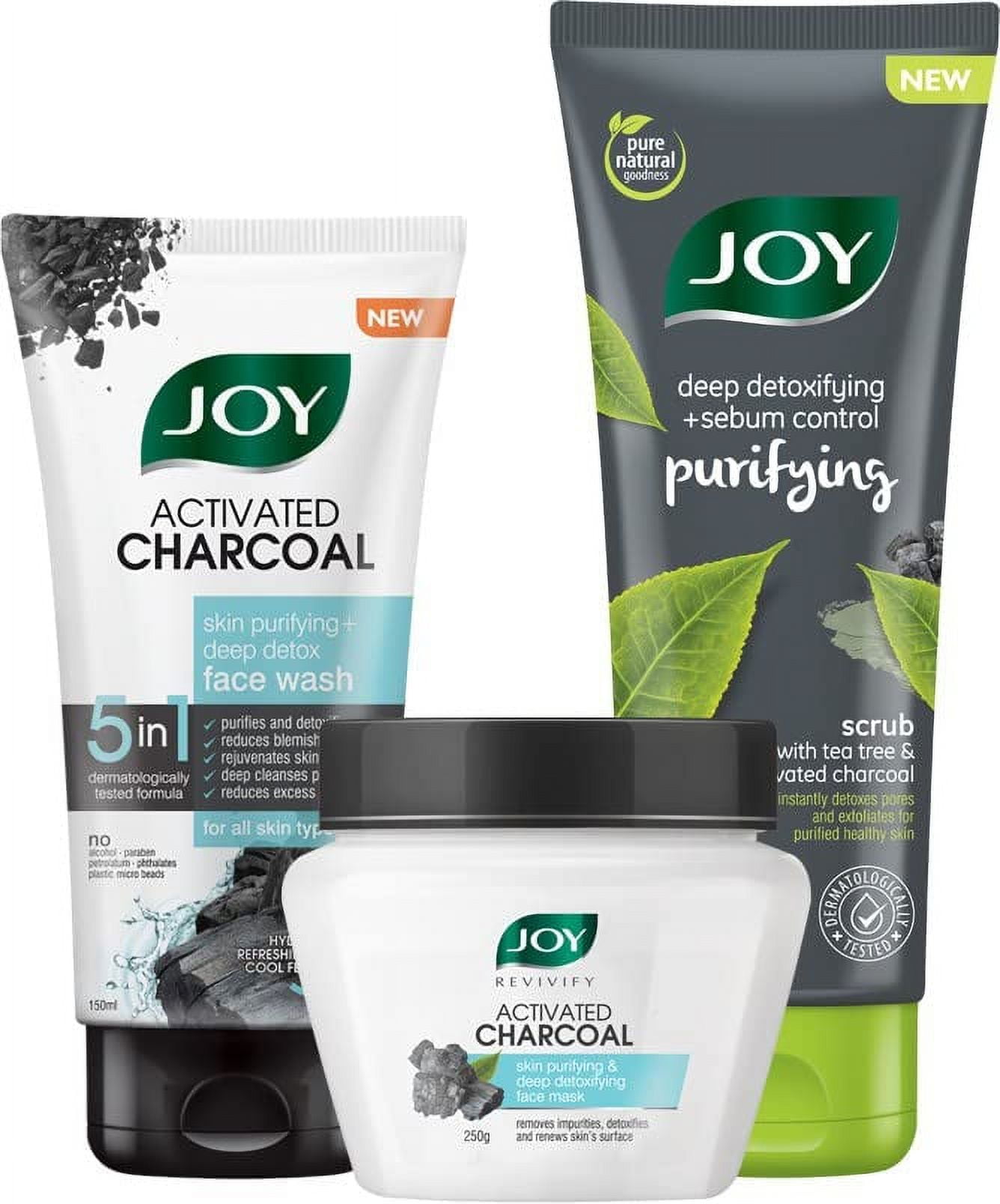 Joy Activated Charcoal Face Wash 150ml Revivify Activated Charcoal Face Mask 250g Charcoal