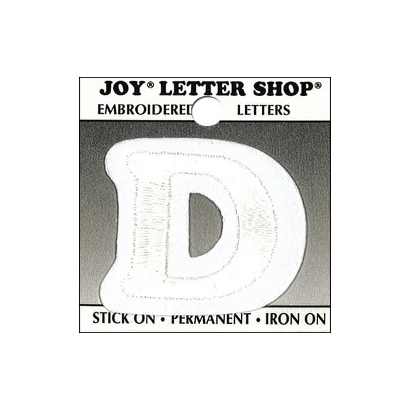 Joy Applique Letter Iron On Cooper 1.5" White D