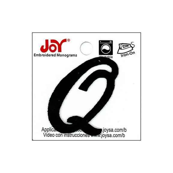 Joy Applique Letter Iron On Script 1.5" Black Q