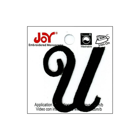 Joy Applique Letter Iron On Script 1.5" Black U
