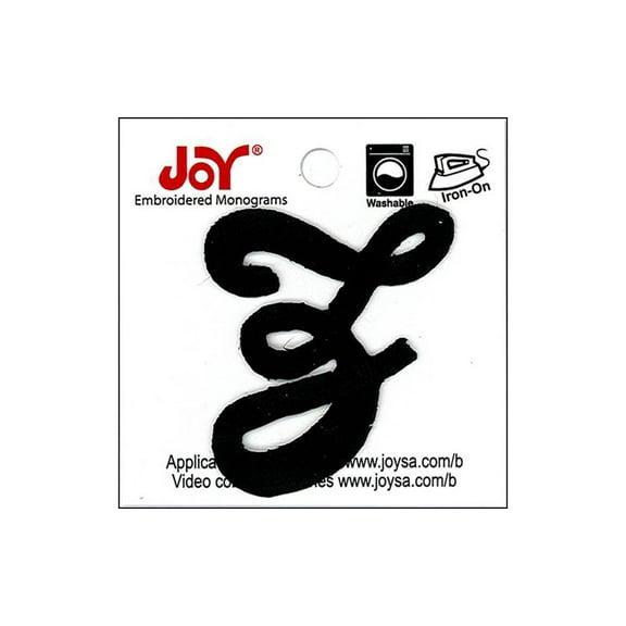 Joy Applique Letter Iron On Script 1.5" Black Z