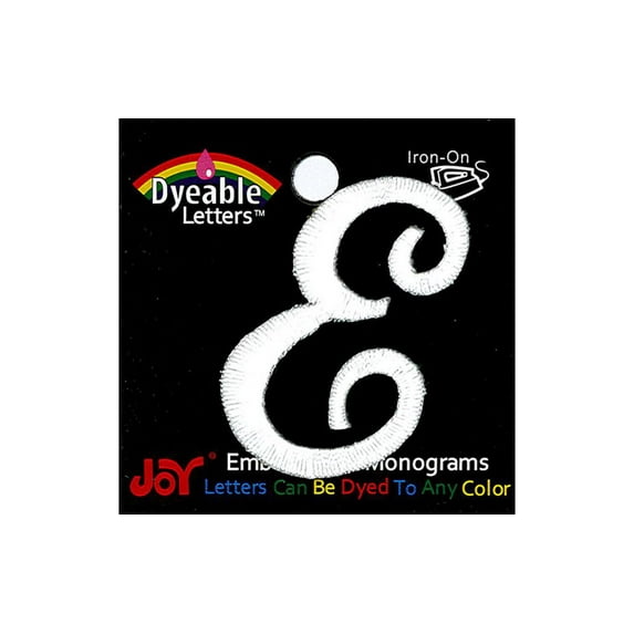Joy Applique Letter Iron On Script Dye 1.5" Wht E