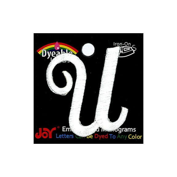Joy Applique Letter Iron On Script Dye 1.5" Wht U