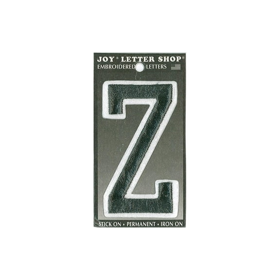 Joy Applique Letter Iron On Varsity 3" Black Z
