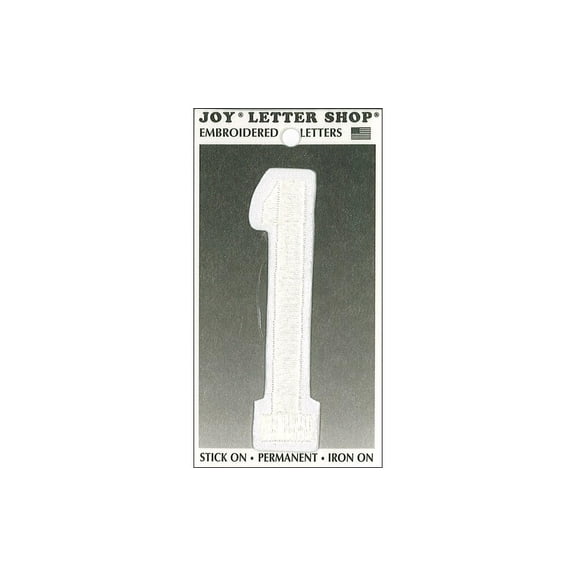 Joy Applique Letter Iron On Varsity 3" White 1