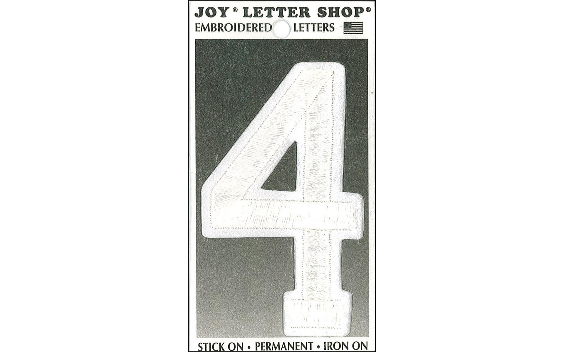 Joy Iron-On Embroidery. Letter Assortment White. Size 1.5 inch.