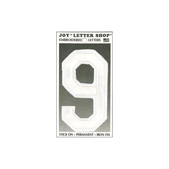 Joy Applique Letter Iron On Varsity 3" White 9