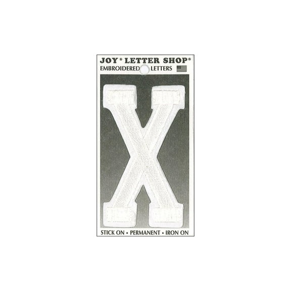 Joy Applique Letter Iron On Varsity 3" White X