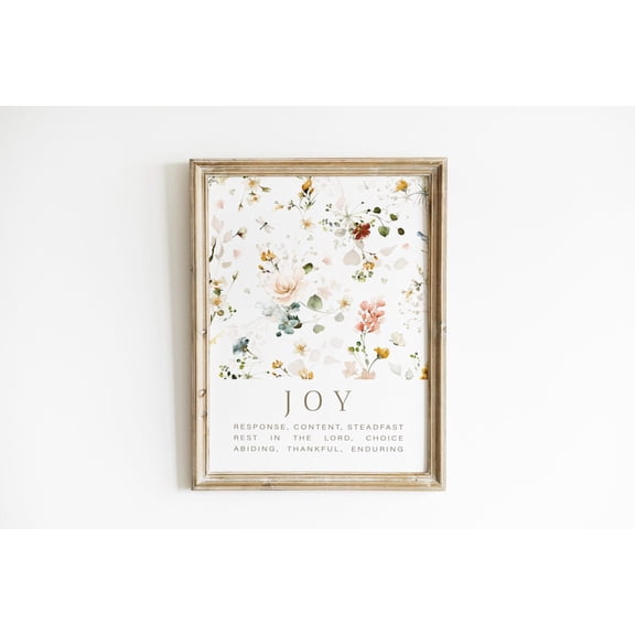 Joy Biblical Definition Pastel Floral Poster, Unframed Size 8x12