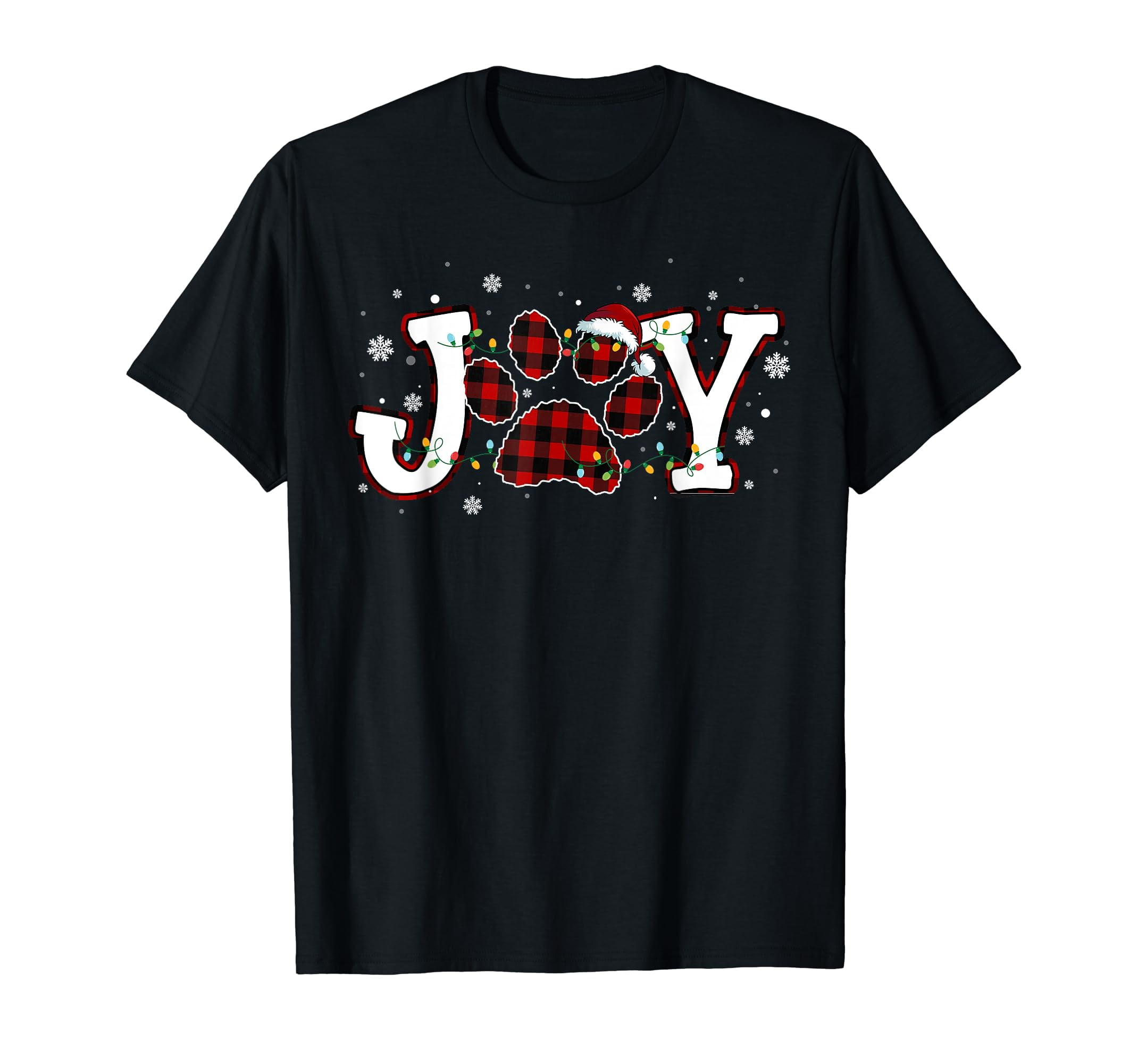 joy-buffalo-red-plaid-dog-paw-print-christmas-ornament-t-shirt