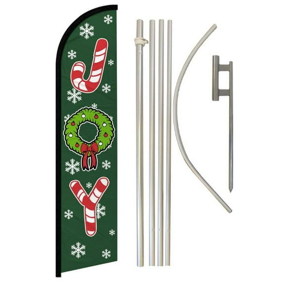 Joy (Candy Cane) Windless Banner Flag & Pole Kit