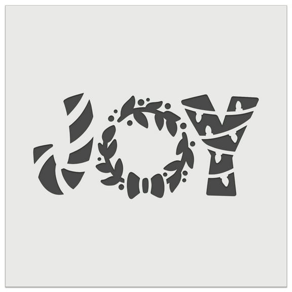 Joy Candy Cane Wreath Christmas Lights DIY Cookie Wall Craft Stencil - 3.5 Inch
