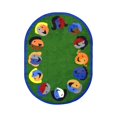 thumbnail image 1 of Joyful Faces 5'4" x 7'8" Oval Area Rug In Color Green, 1 of 2